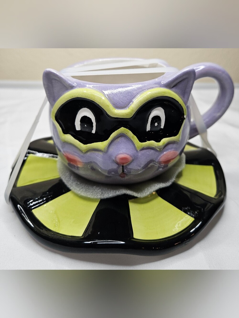 Jack-o’-Lantern Lane Halloween Cat Mug & Saucer Set NEW